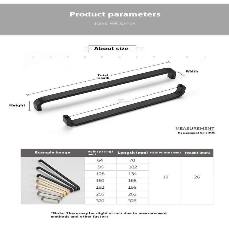 Modern Minimalist Pulls Cupboard Dressers Black Gold Silver Cabinet Door Handles Closet Drawer Knobs Kitchen Furniture Hardw