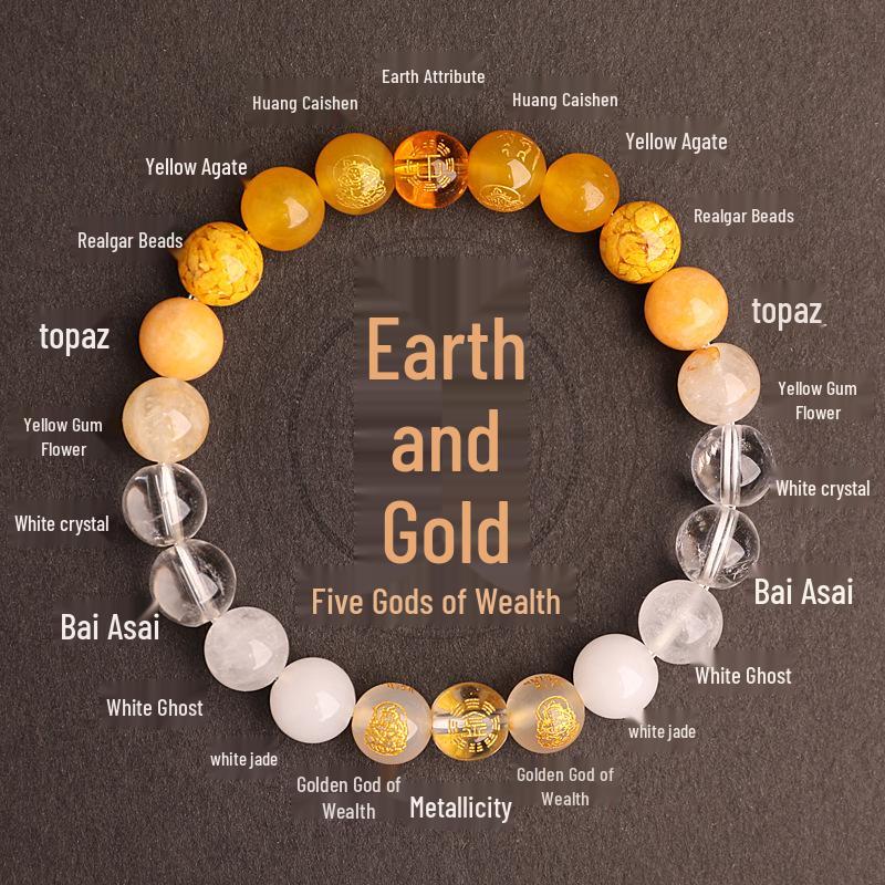 Auspicious Multi-Treasure Crystal Bracelet: Five Paths to Wealth with Wood & Fire Attributes