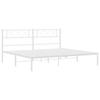 Metal Bed Frame with Headboard White 160x200 Cm
