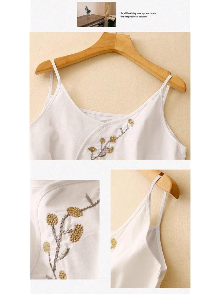 Damen Ethnische Bestickte Baumwoll-Leinen West Camisole