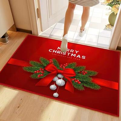 Felpudo Navideño para Puerta de Casa Decoración Navideña Alfombrilla de Suelo para Dormitorio de Casa Mesita de Noche Sala de Estar Felpudo de Dibujos Animados Árbol de Navidad Alfombra