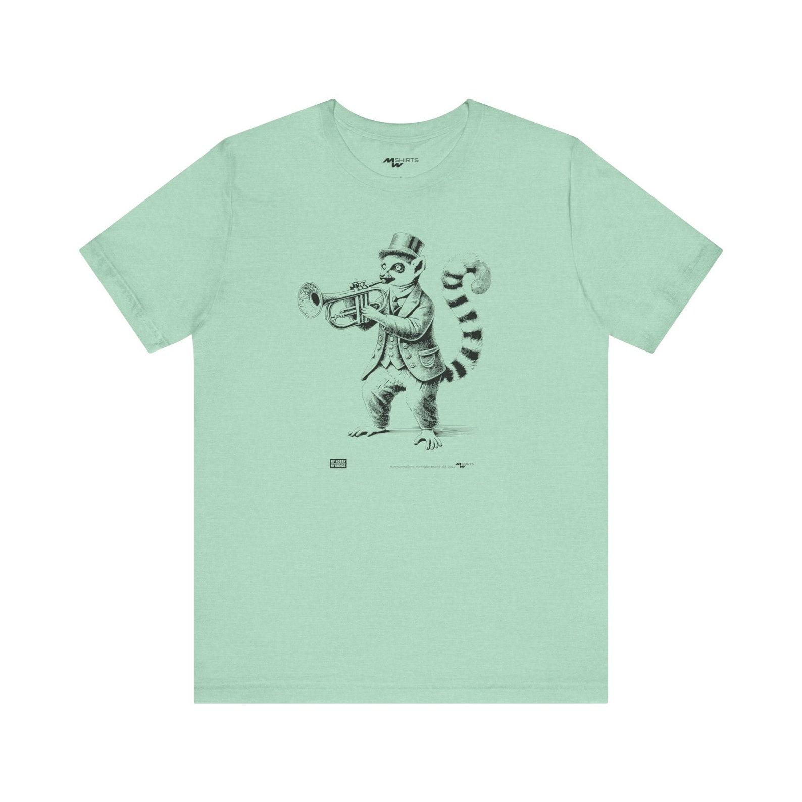 Lemur Trumpet Shirt: Vintage Style Engraving, Unisex Tee L