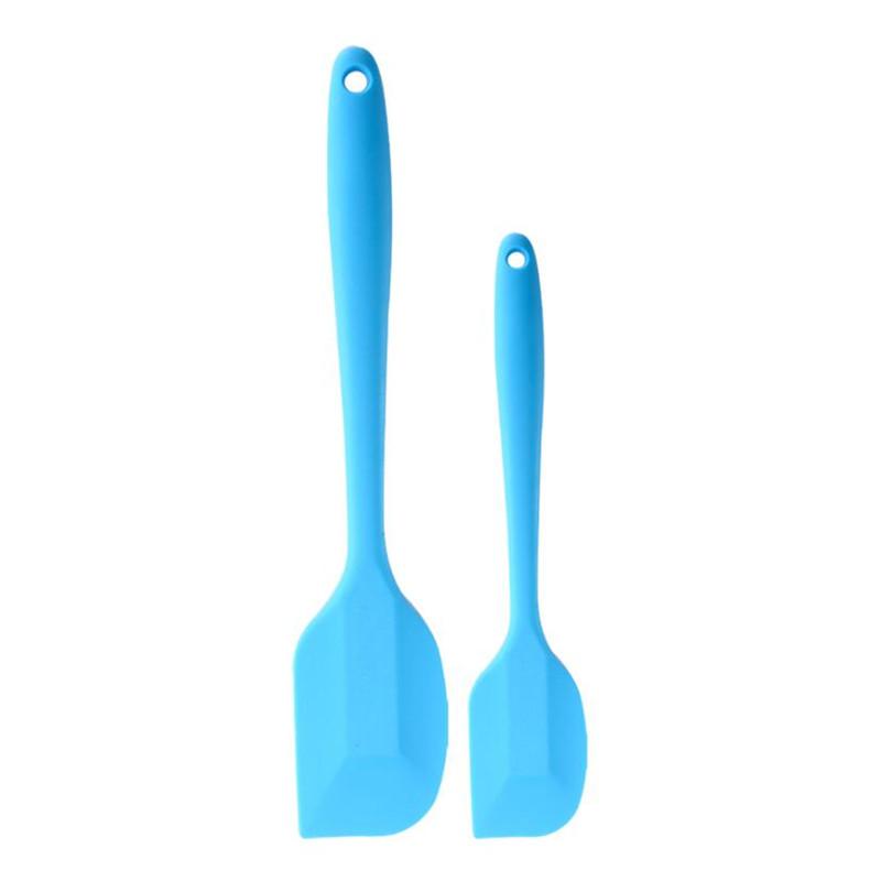 

2pcs/SET Silicone Spatula Heat Resistant Baking Scraper Butter Cream Cake Smoother Polisher Cake Decorating Tool Butter Mixer небесно-голубой