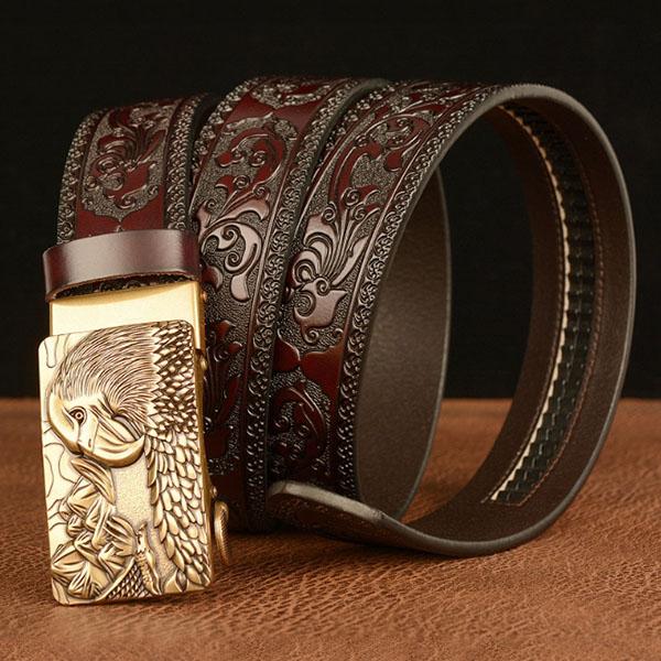 Cureaua Cureaua din piele naturala pentru barbati model sculptat animal vultur curea cu catarama automata pentru blugi