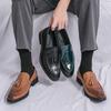 Men Green Loafers Formal Business Black Leather Shoes Office Shoes Casual Dress Prom Tuxedo Party Shoes Large Size