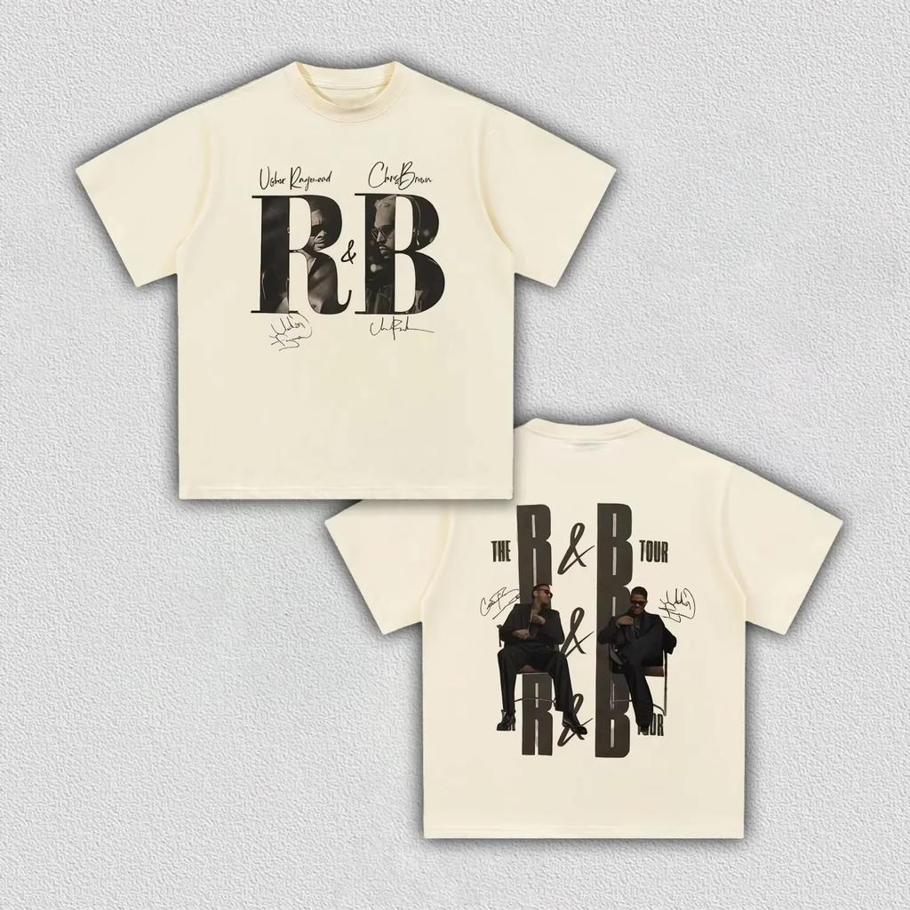 Unisex Pure Cotton Y2K Popular Fan T Shirt Chris Brown Usher 2026 RB Tour Graphic Print Unisex And Unisex TShirt