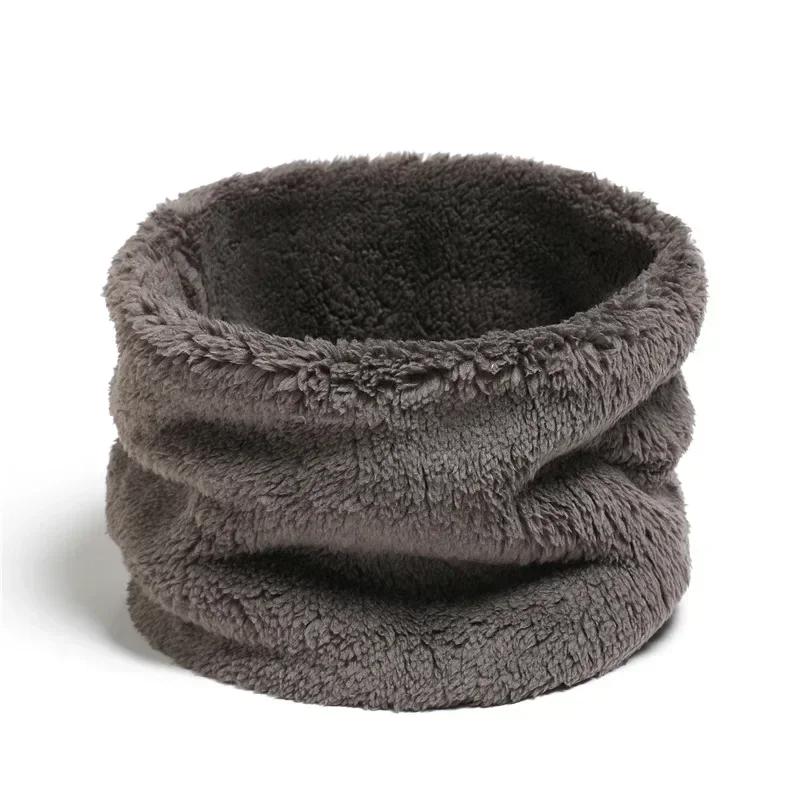 Solid Cashmere Plush Warm Winter Ring Scarf Women Men Knitted Full Face Mask Snood Neck Scarves Thick Muffler 2025 New