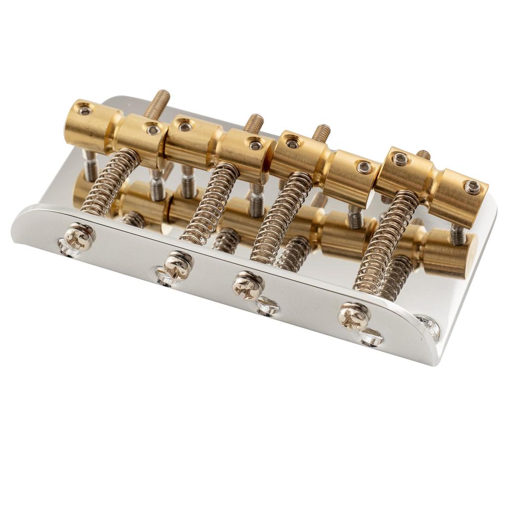 Musiclily Pro 4-String Bass Bridge, 19mm Spacing, Brass Saddles, Nickel Steel Plate