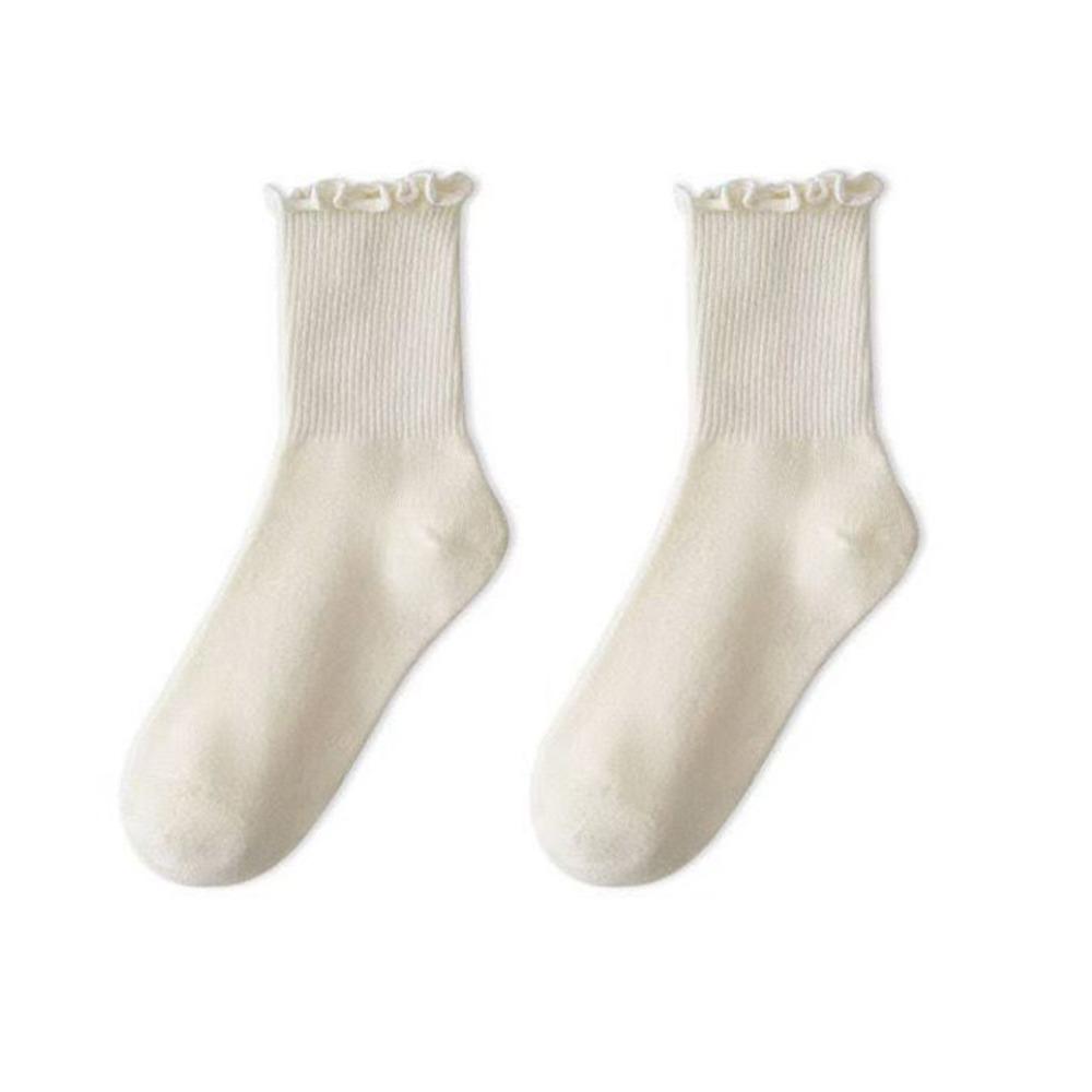 Cotton Women Ruffle Socks Comfortable JK Sock Cute Medium Tube Sock