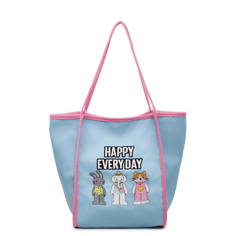 Summer New Tote Bag Shoulder Animation Embroidery Vegetable Basket Bag Women's Large-capacity Shopping Bag