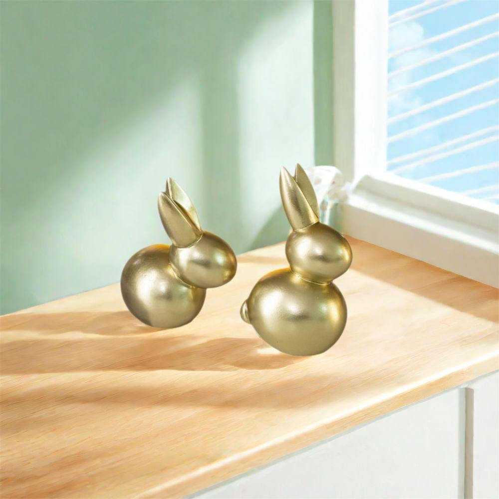 Resin Golden Rabbit Ornament Art Miniatures Figurine Home Decoration Rabbit Statue  Easter