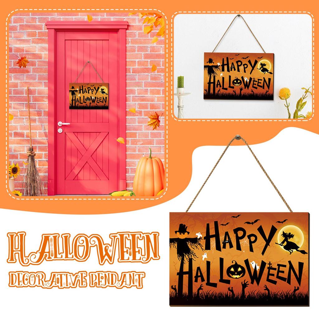 Wooden Halloween Doorplate Decoration Pendant Decoration Horror Festival Atmosphere Door Hanging