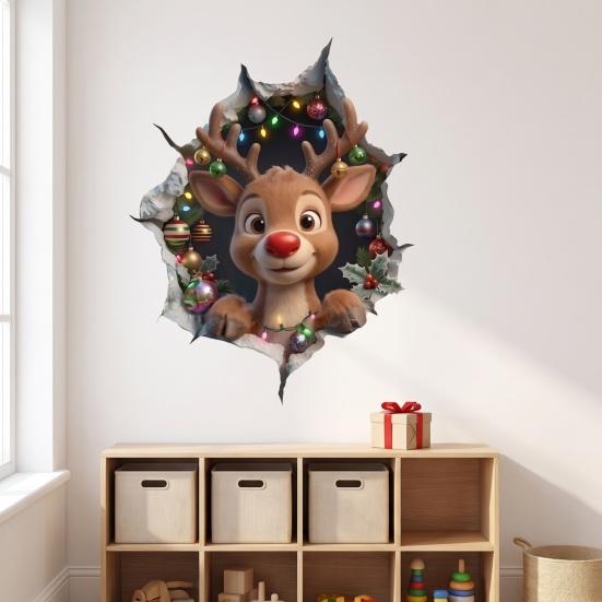 3D Holiday Wall Art Christmas Stickers, Decals for Living Room Bedroom And Party Decorative Stickers Decor, Removable PVC Festive Home Entrance