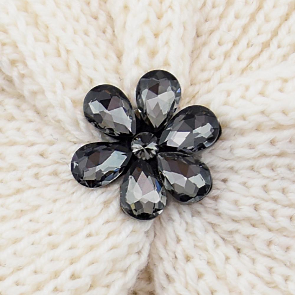 European-American Diamond Flower Knitted Wool Hat - Bohemian Crystal Indian Hat for Autumn/Winter