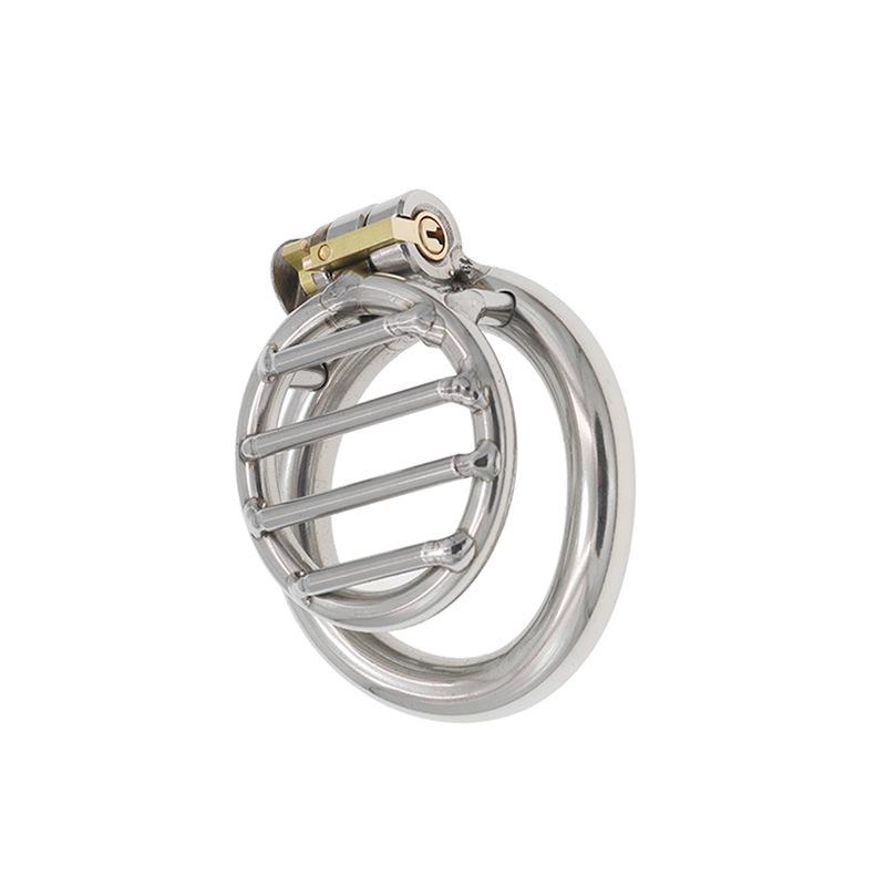 Stainless Steel Flat Chastity Lock Short Mesh Penis Cage Bird Cage Adult Bondage Alternative Toys Men's Outing