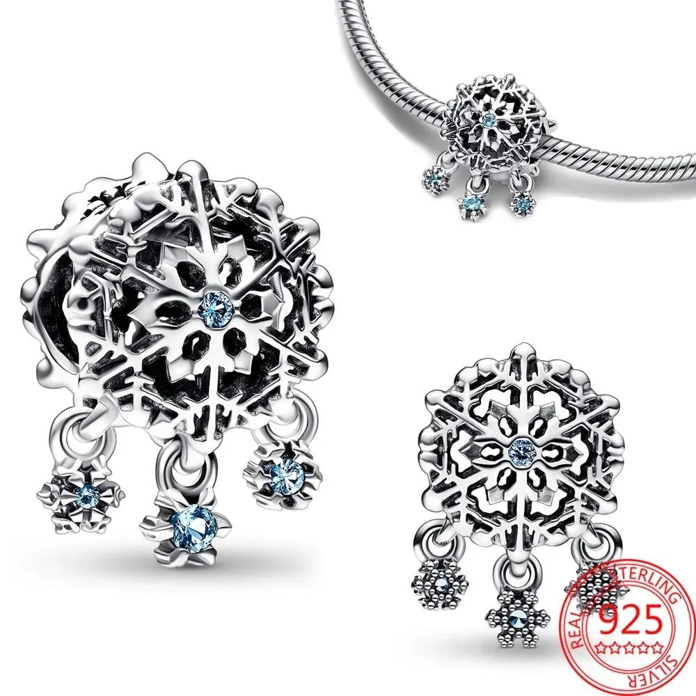 Classics Copper Skiing Penguin Charms Fit Original Bracelets Necklaces Geometric Snowflake Beads Jewelry Diy Gift