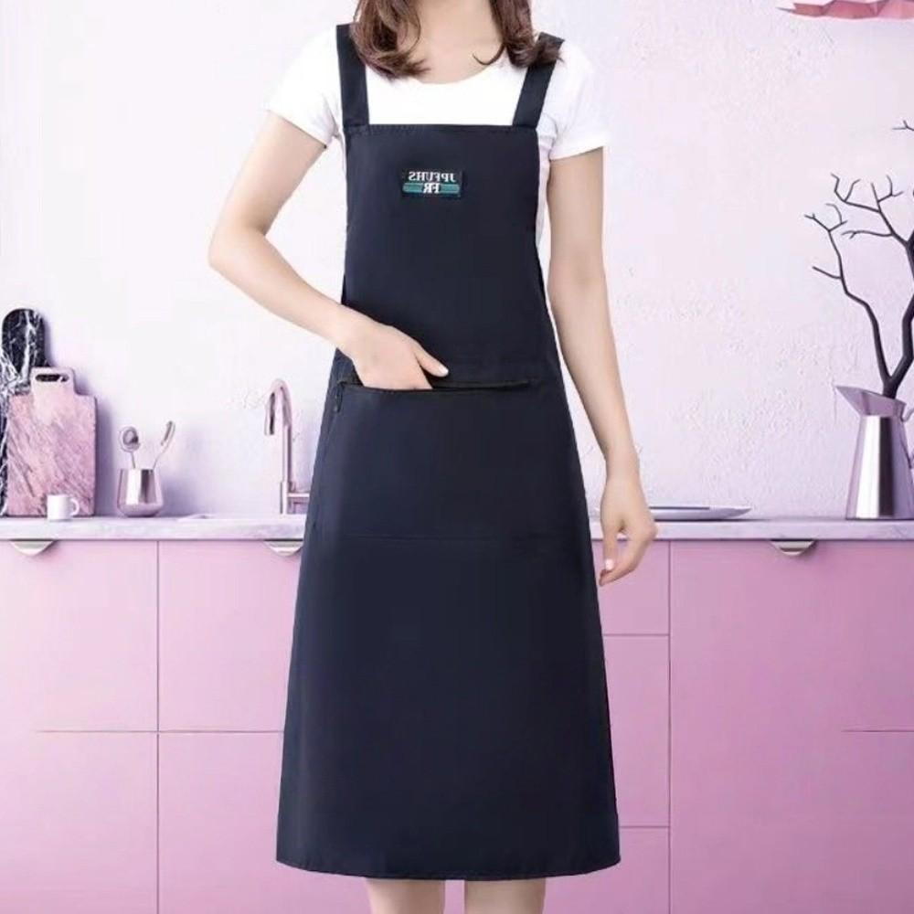 

Большие карманы Кухонный фартук Водонепроницаемые фартуки для выпечки Новая рабочая одежда для работы в сфере общественного питания темно-синий
