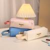 1Pc Solid Color Portable Canvas Pencil Case, 6 Colors To Choose, Large Capacity Stationery Organizer Bag for Gifts and Packaging