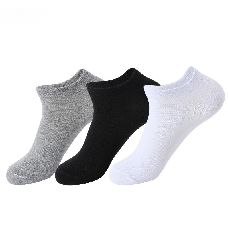 Men Spring and Summer Cotton Pure Color Casual Low Top Shallow Mouth Design Boat Socks