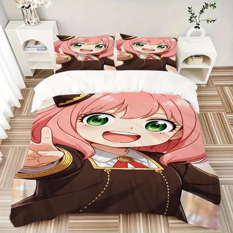 Anime Girl Print 3Pcs Bedding Setduvet Cover With 2 Bedropillowcase Home Birthday Gift