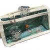 Swimming Line Puppy Double-layer Pencil Case Transparent Love Wind Double-layer Large-capacity Student Stationery Storage Pencil Case