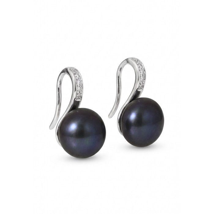 Boucles d'Oreilles - Pearls &amp; Colors - Perles de Culture d'Eau Douce - Argent 925 - Black Tahiti - Qualité AAA+