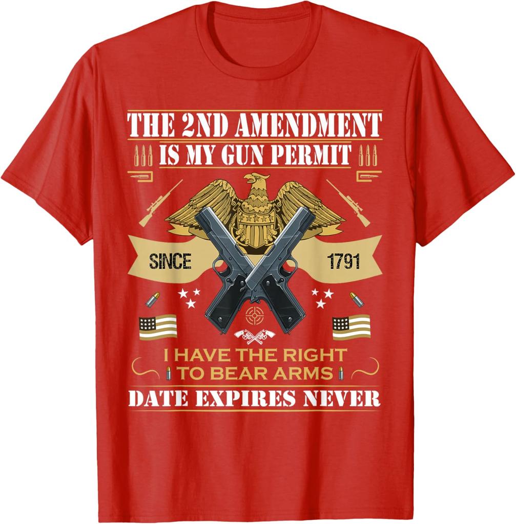 Pro Gun Second Amendment Is My Gun Permit USA American Flag TShirt 100 Cotton ONeck Short Sleeve Summer Casual Mens Tshirt