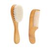 Beechwood Infant Hair & Bath Brush Set: Detangling, Massage, Air Cushion Brush & Flat Comb.