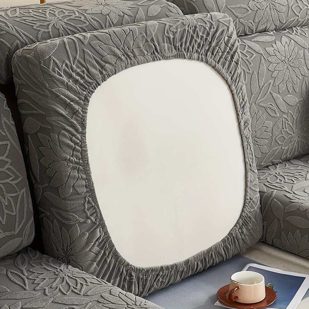 Solid Color Camellia Jacquard Sofa Slipcover, 1pc Stretch Couch Cover Furniture Protector For Bedroom Office Living Room Home