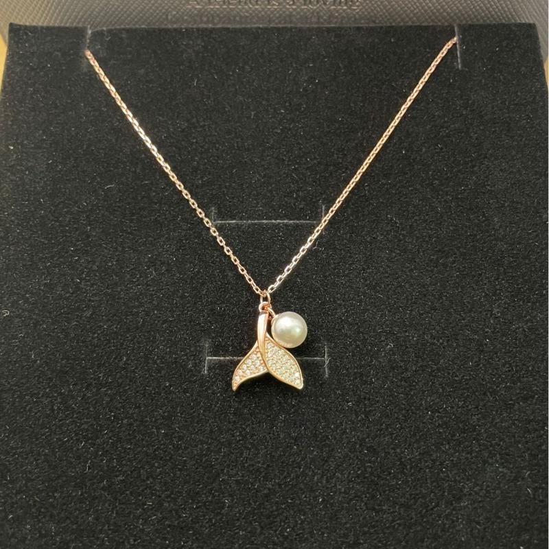 French Summer Fashion Design Sense Mermaid Pearl Pendant S925 Sterling Silver Necklace Women's