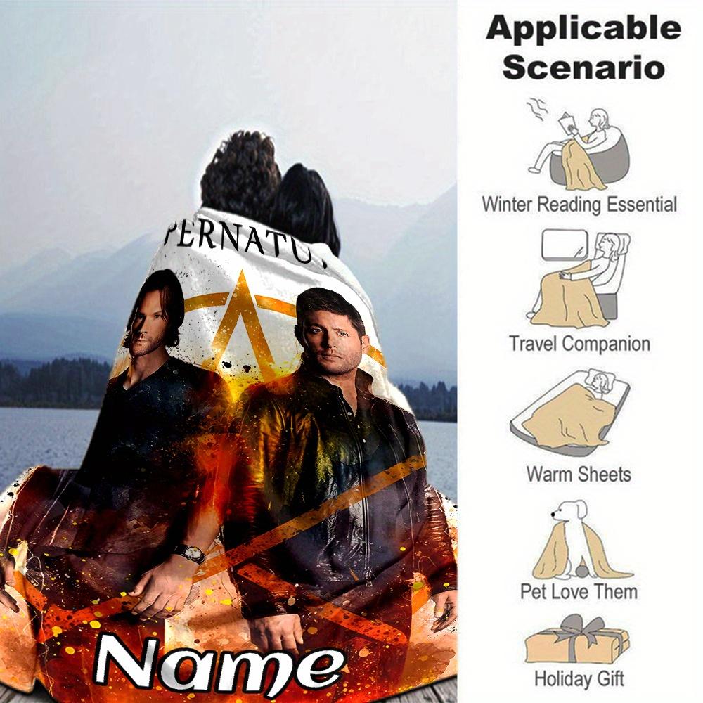 Supernatural Tv Show Characters Four Seasons Blanket Customized With Your Name Lightweight And Warm Perfect Gift For Home Office Camping Sofa Travel