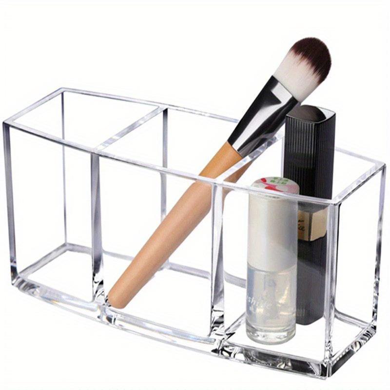 1pc Clear 3 Grid Makeup Box Organizer Storage Lipstick Nail Polish Display Stand Holder Cosmetic Jewelry Case Tools Box