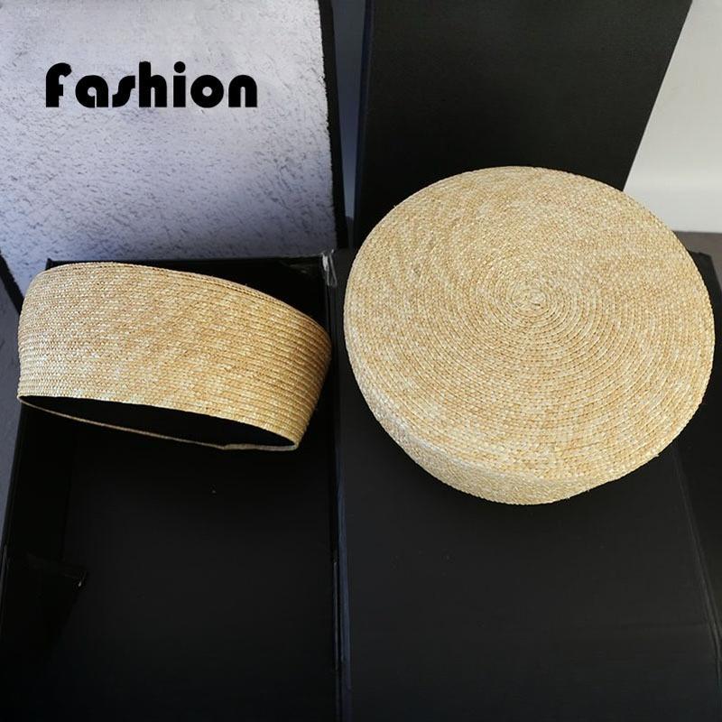 French Beret Hat Women Straw Cap Summer Circle Woven Sun Hat Church Derby Party Hostesses Pillbox Hat Millinery Fascinator Base