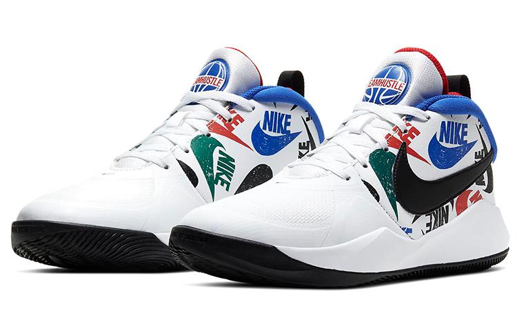Nike Team Hustle D 9 Abrasion Resistant Breathable Mid Top Performance Basketball Shoes Black White Blue CW5815-100