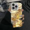 Luxury Golden Wave Glitter Phone Case For iPhone 17 16 Pro Max 17e 16e 15 14 13 12 11 8 7 SE 2020 Case Embossed Shockproof Cover
