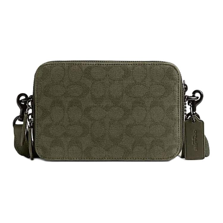 

Coach Charter 19 Classic Monogram Double Zipper Closure Fabric And Leather Shoulder Crossbody Bag Small Men bags Military-Green CU206-ARY Basic Set (Bag+Dust Bag)
