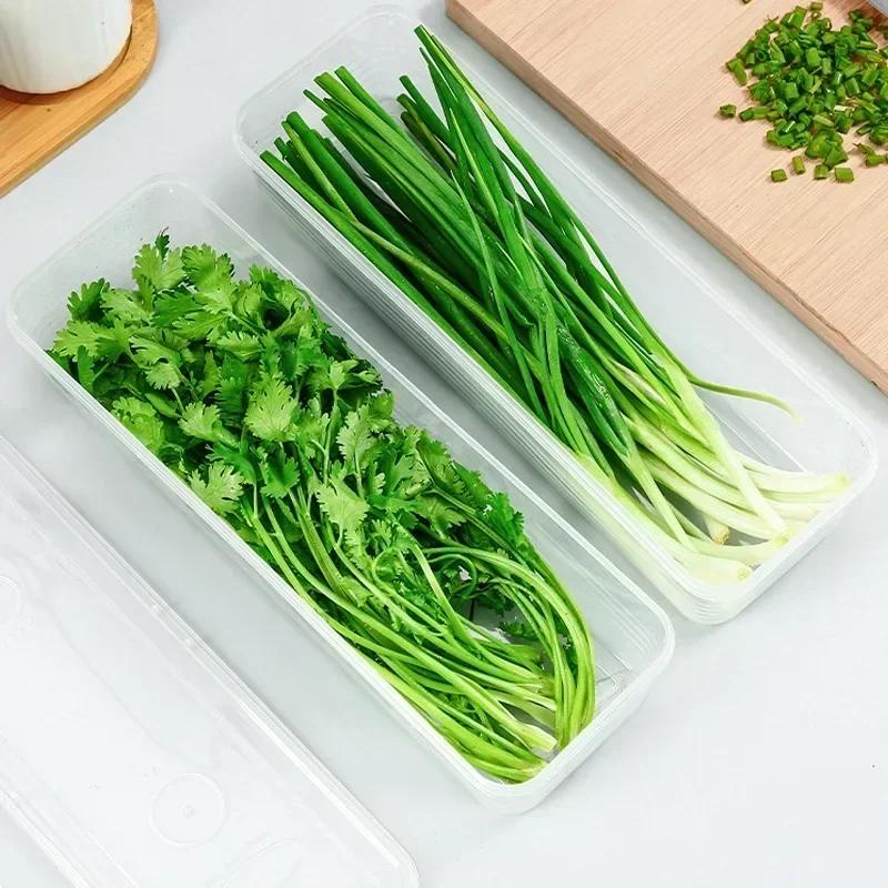 Fresh Box Refrigerator Storage Boxes Scallions Food Container with Lid Cold Crisper Sealed Kitchen Fresh Fruit Fridge Organiser