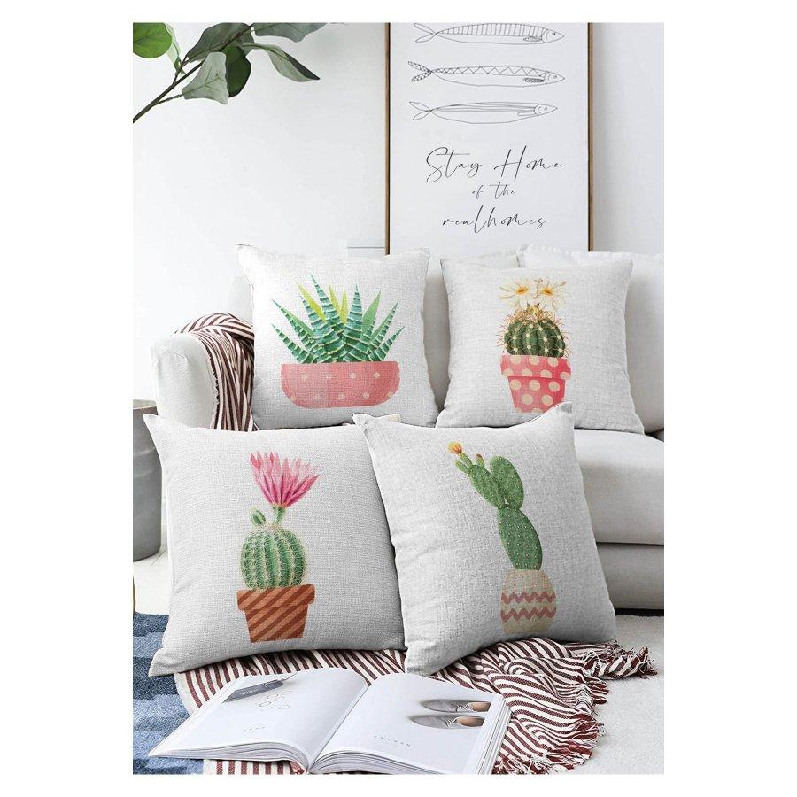 4 Pieces Double Sided Printed Cushion Cover Set