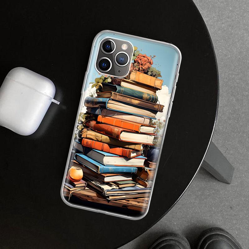 Read Books illustration Reading Phone Case Cover for iPhone 11 12 13 Mini 14 15 Plus 16 Pro Max 17 Air 7 8 + SE Art Customized F