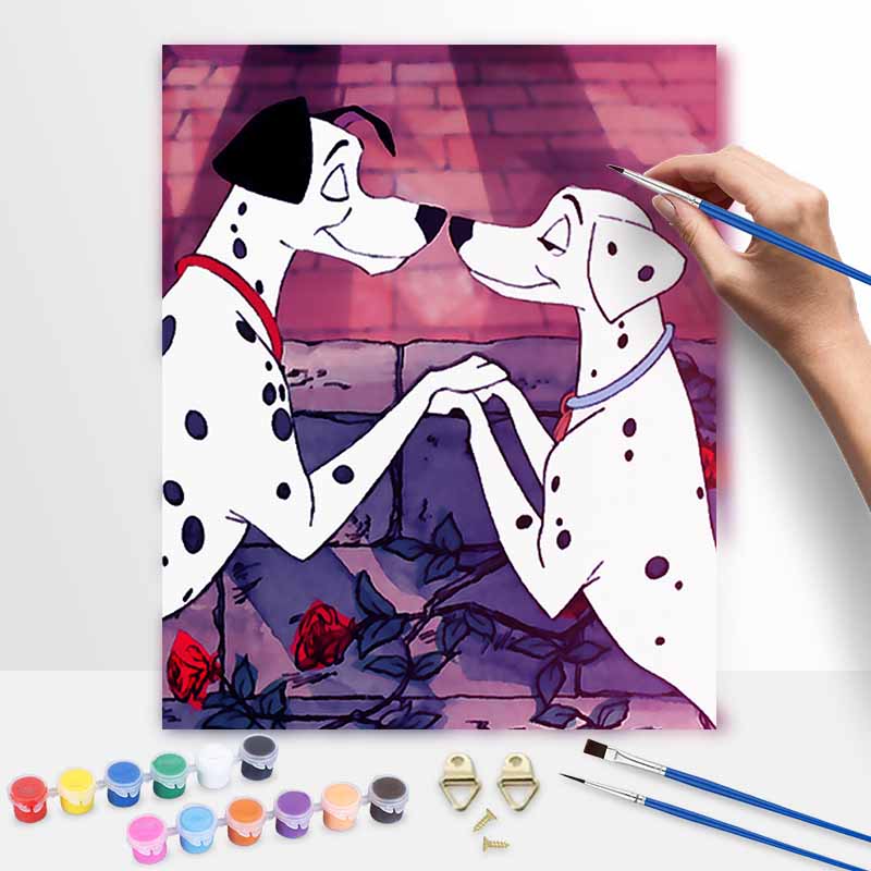 Disney 101 Dalmatians oil painting kit digital painting art romantic dogs handmade diy home room decorations 20x30cm
