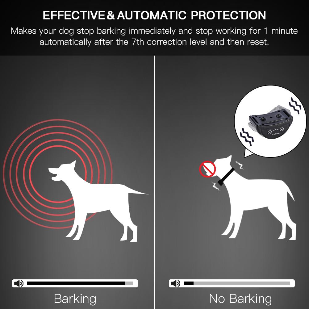 Rechargeable Dog Collar Anti Bark Control Training Stop Barking Vibration Trainer