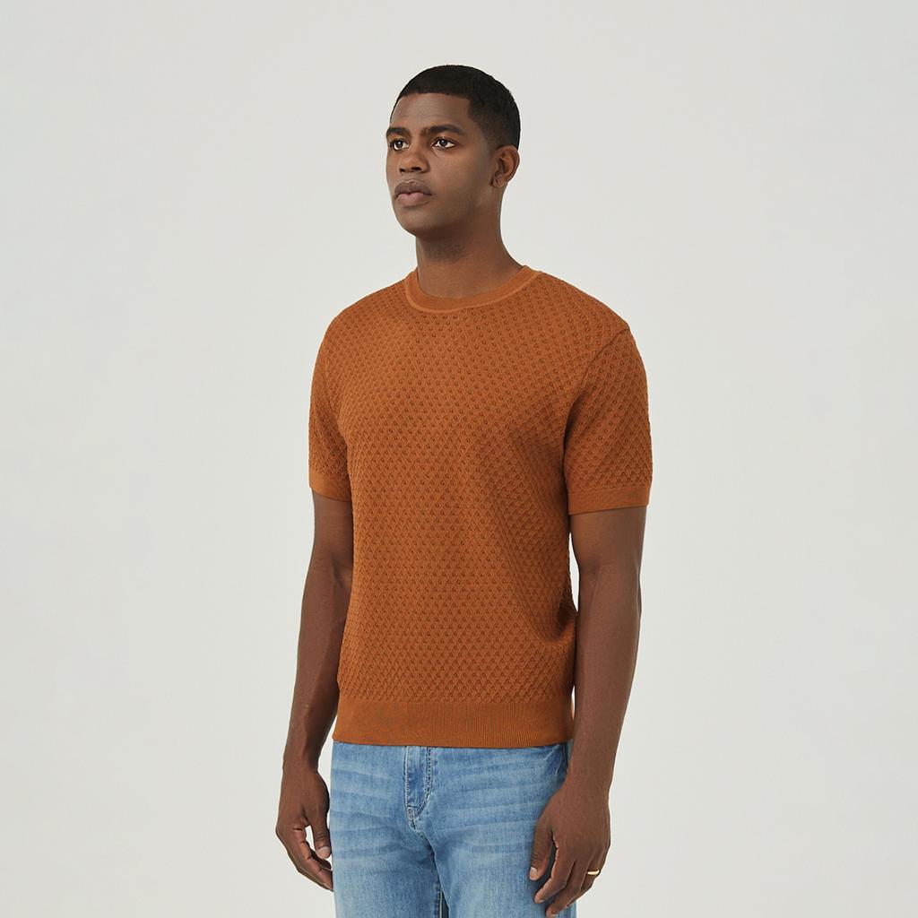 FERRAROMILANO Diamond Curly Weave Round Knit Camel (Am0Ftsr20260)