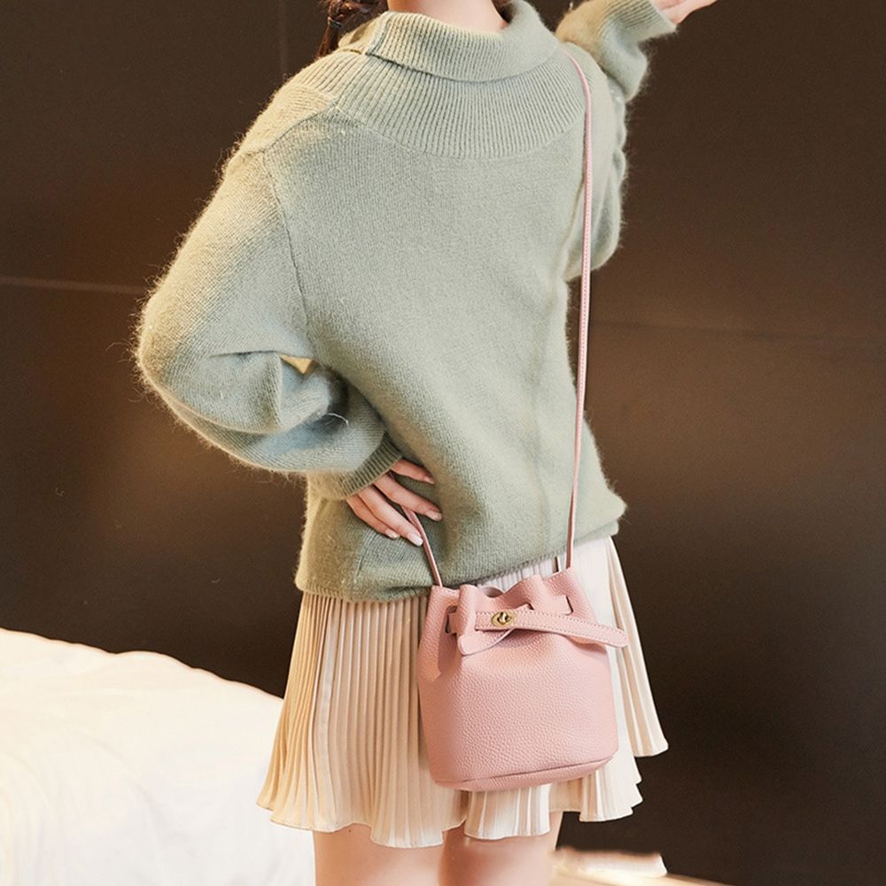 Kleine Karten Tasche Münzbeutel Einfarbige Eimer Tasche PU Leder Handtasche Damen Tasche Einzelne Schultertasche