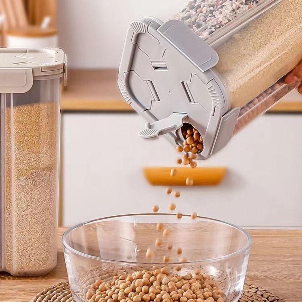 Transparent Grain Storage Box Square Food Storage Box Practical Divided Storage Containers  Kitchen