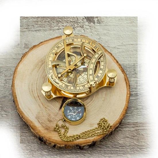 Vintage Messing Sonnenuhr Kompass 4 Zoll Antikes Navigationswerkzeug Heimdeko