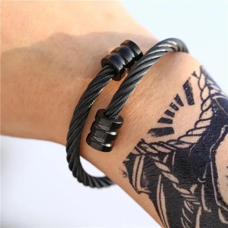 Pulsera Hombre Stainless Steel Chain Men Bracelet Punk Hand Accessories Vintage Wristband Male Jewelry Fashion Bracelet Gifts