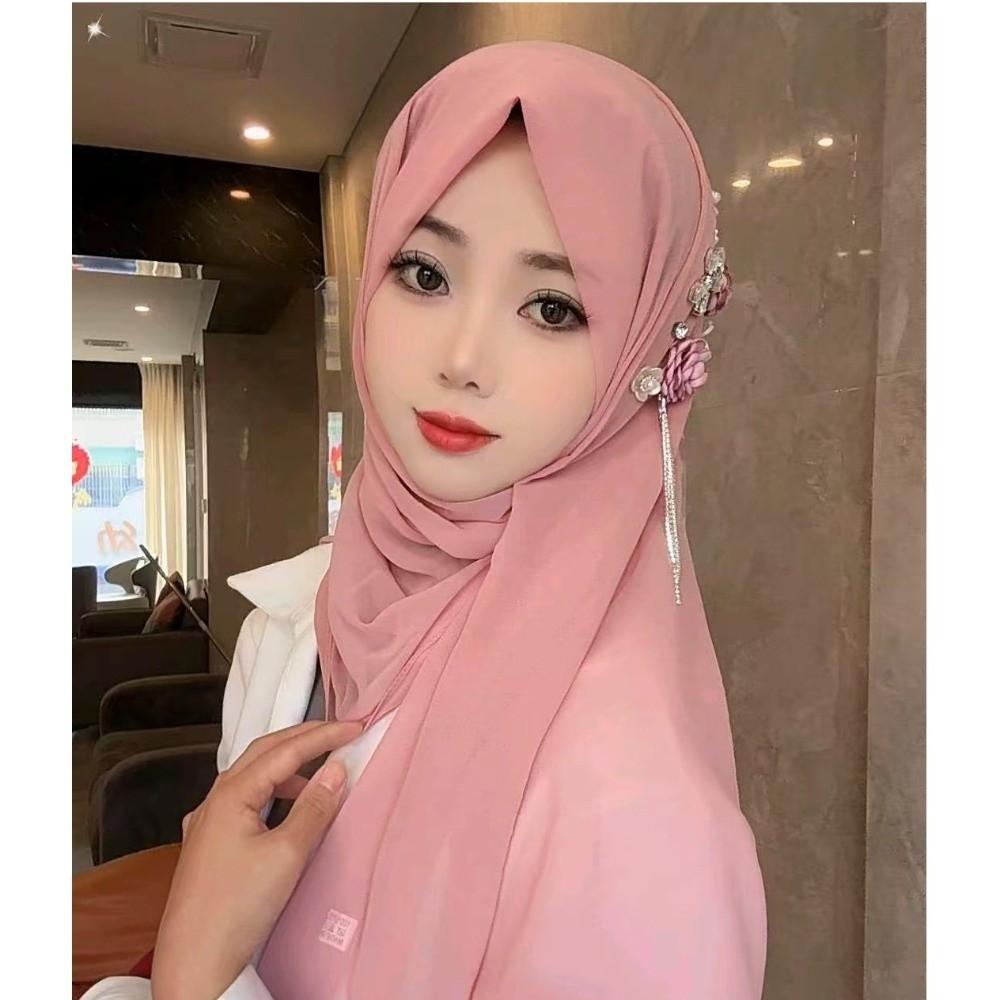 Gauze Head Wraps Long Islamic Headscarf Elegant Plain Hijab