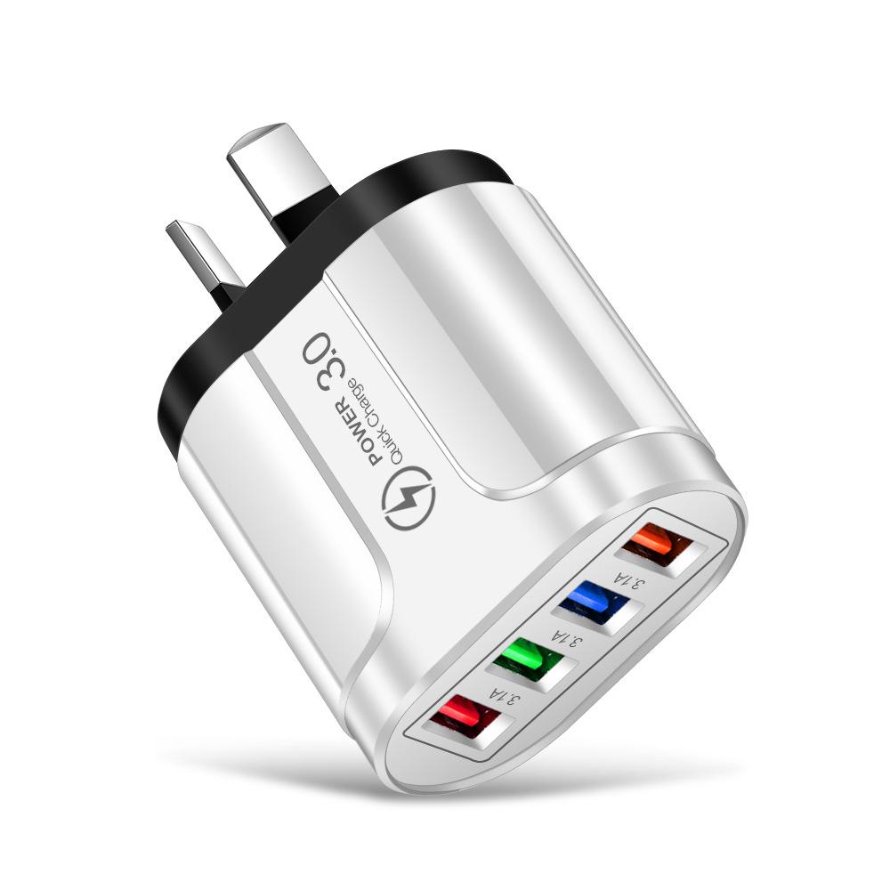 Multi-Port 5V/2.4A Butterfly Travel Charger with 4 USB Ports for EU, US, and UK
