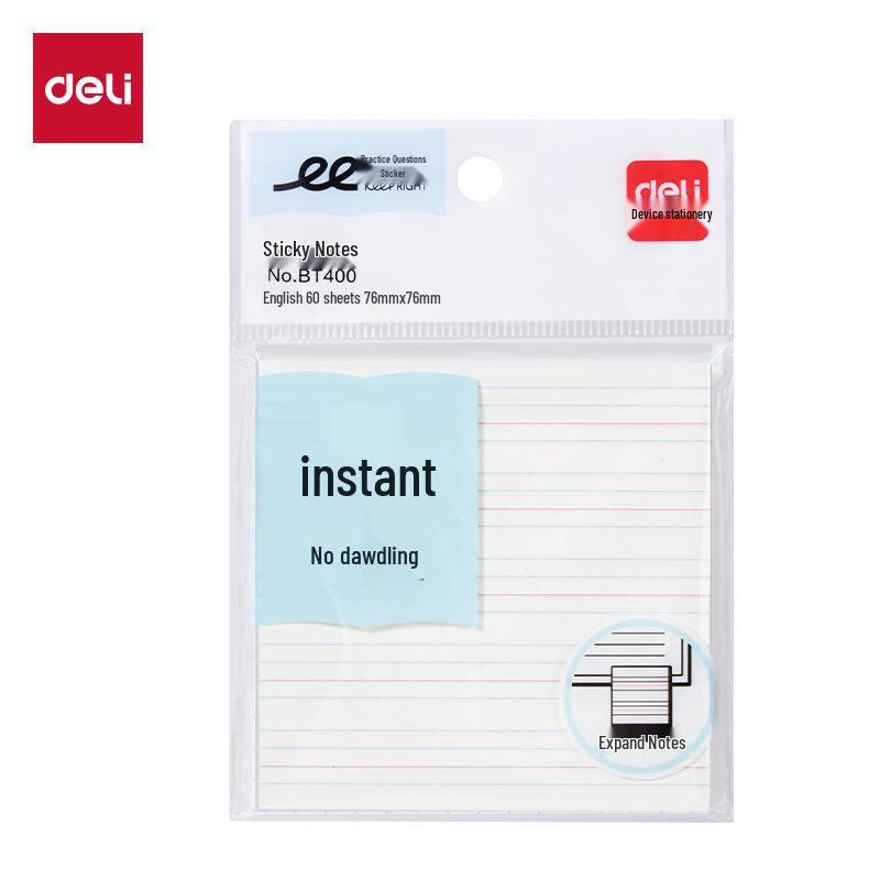 Deli BT400 Study & Office Lined Sticky Notes for Practice and Organization