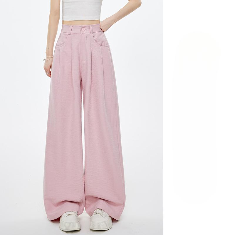 

Костюм Haze Blue Milk Floral, широкие брюки для женщин, лето, новые свободные брюки в пол из ледяного шелка с высокой талией XL